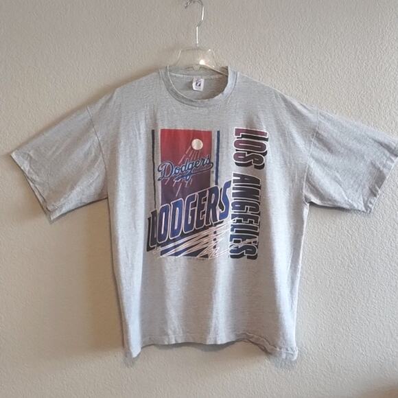 Vintage LOGO 7 Los Angeles Dodger's 1991 Gray Striped Single Stitch T-Shirt XXL - Picture 3 of 15